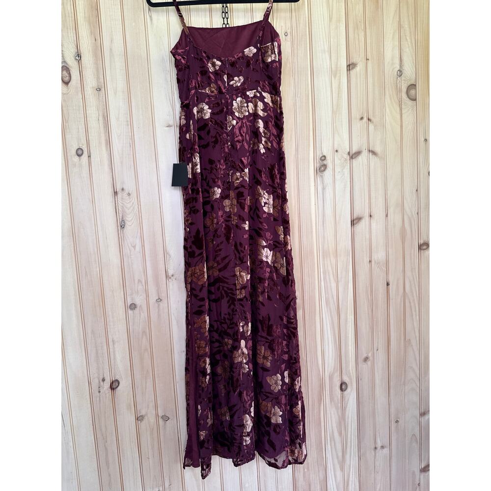 Lulus Effortless Celebration Burgundy Floral Burnout A-Line Dress Resort Small - Picture 7 of 10